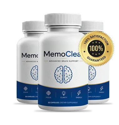 Memoclear 3-bottle pack with the 60-day money-back guarantee seal